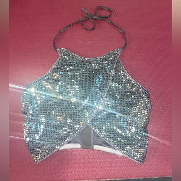 Cider Tops - NWT Cider super sparkly halter crop top